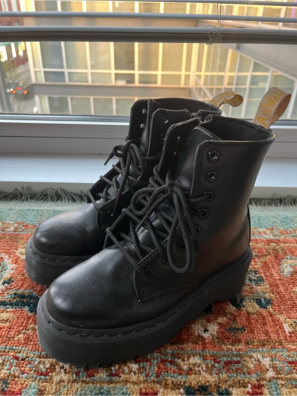 Black Platform Combat Boots - Women's